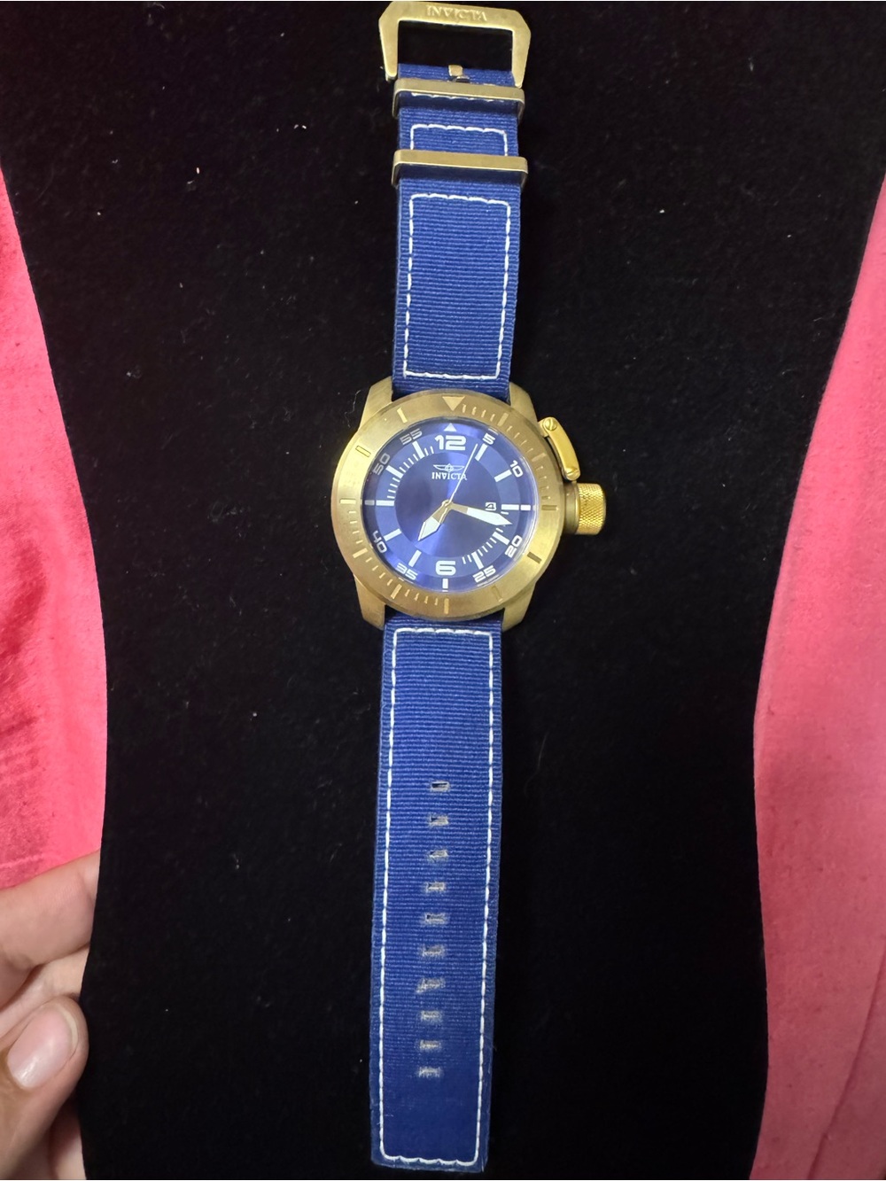 Invicta Blue Dial Watch with Gold-Tone Case and Blue Strap